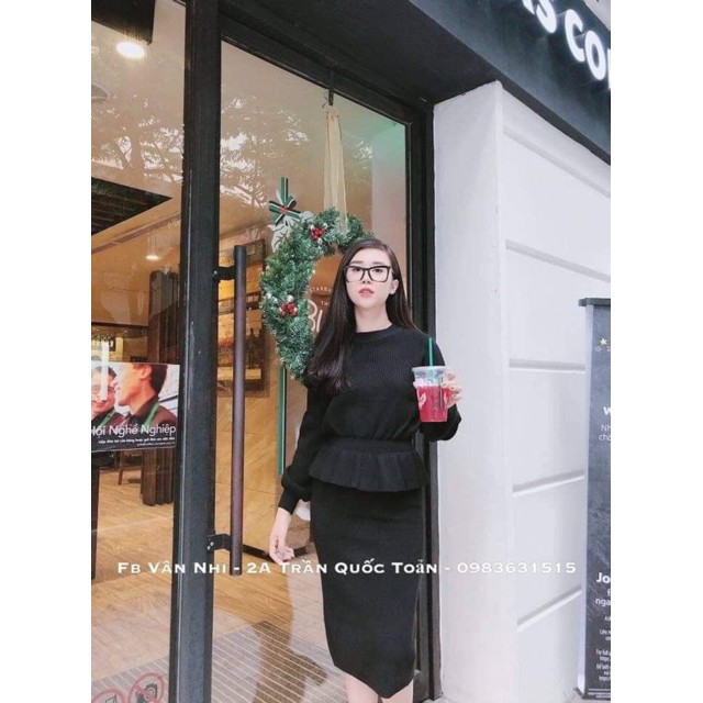 Sét len áo pelum + chân váy bút chì (ảnh thật,video | BigBuy360 - bigbuy360.vn