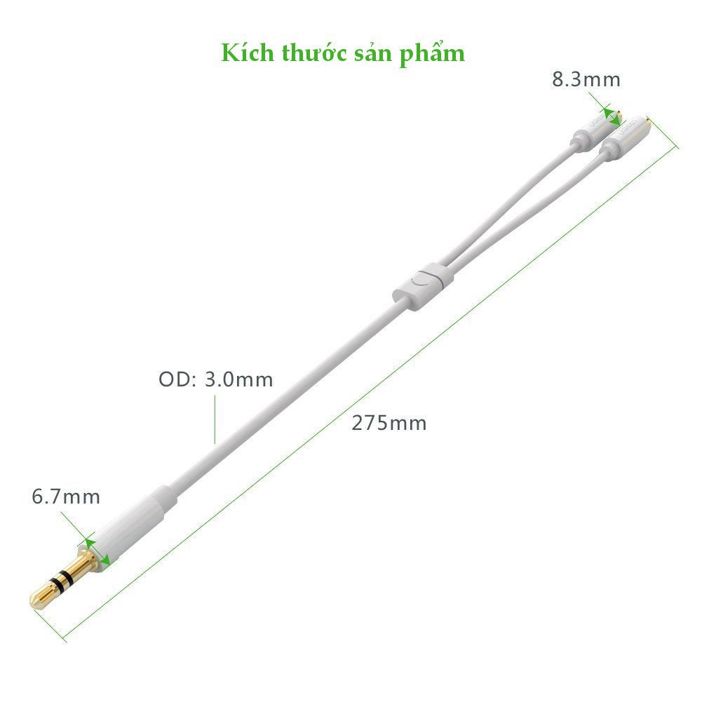 Dây chia loa 3.5mm từ 1 ra 2 chính hãng Ugreen 10739,10532 - Phukienleduy