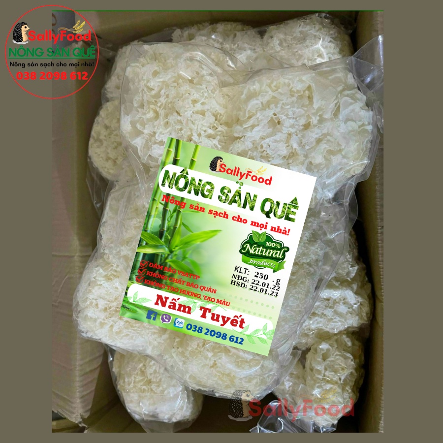 Nấm Tuyết Khô Nguyên Bông SallyFood 125g  Loại 1 To 30-40g/Bông – Nấu Chè, Soup, Salad - Nông Sản Quê