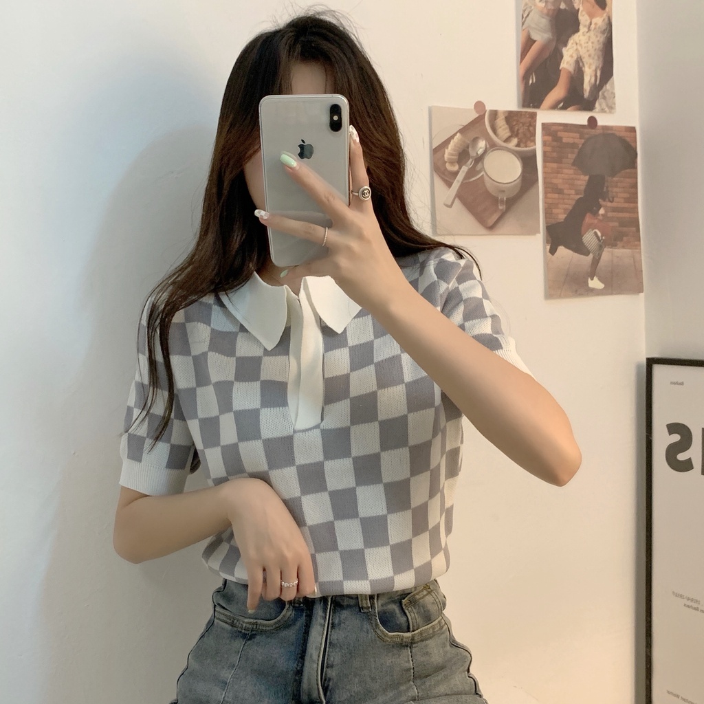 Áo thun polo ZHELIHANGFEI dệt kim tay ngắn thiết kế cỡ nhỏ trẻ trung thời trang