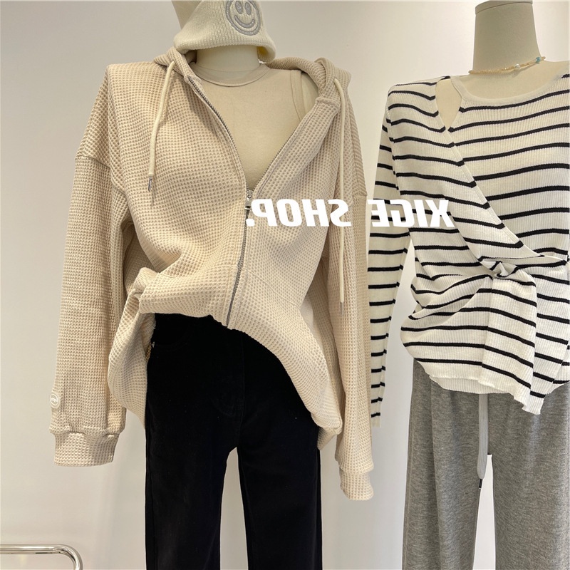 Áo Khoác cardigan Có Mũ Trùm Phối Khóa Kéo JH-CX-59