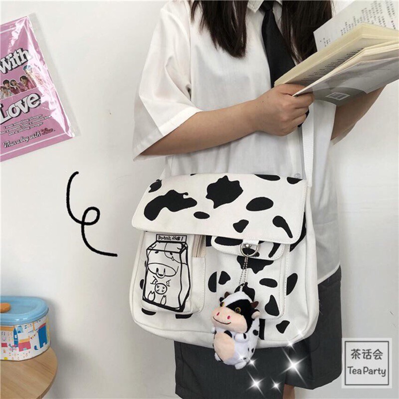 [Rẻ Vô Địch] Túi Tote Vải Đeo Chéo Đi Học Canvas Mềm Giá Rẻ Túi Đeo Chéo Màu Bò Sữa Cực Hót