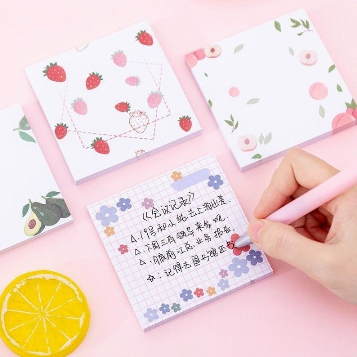 Giấy note cute hoạt hình HCN, giấy ghi chú dễ thương nhỏ gọn nhiều màu 80 tờ đồ dùng học tập văn phòng phẩm GN07