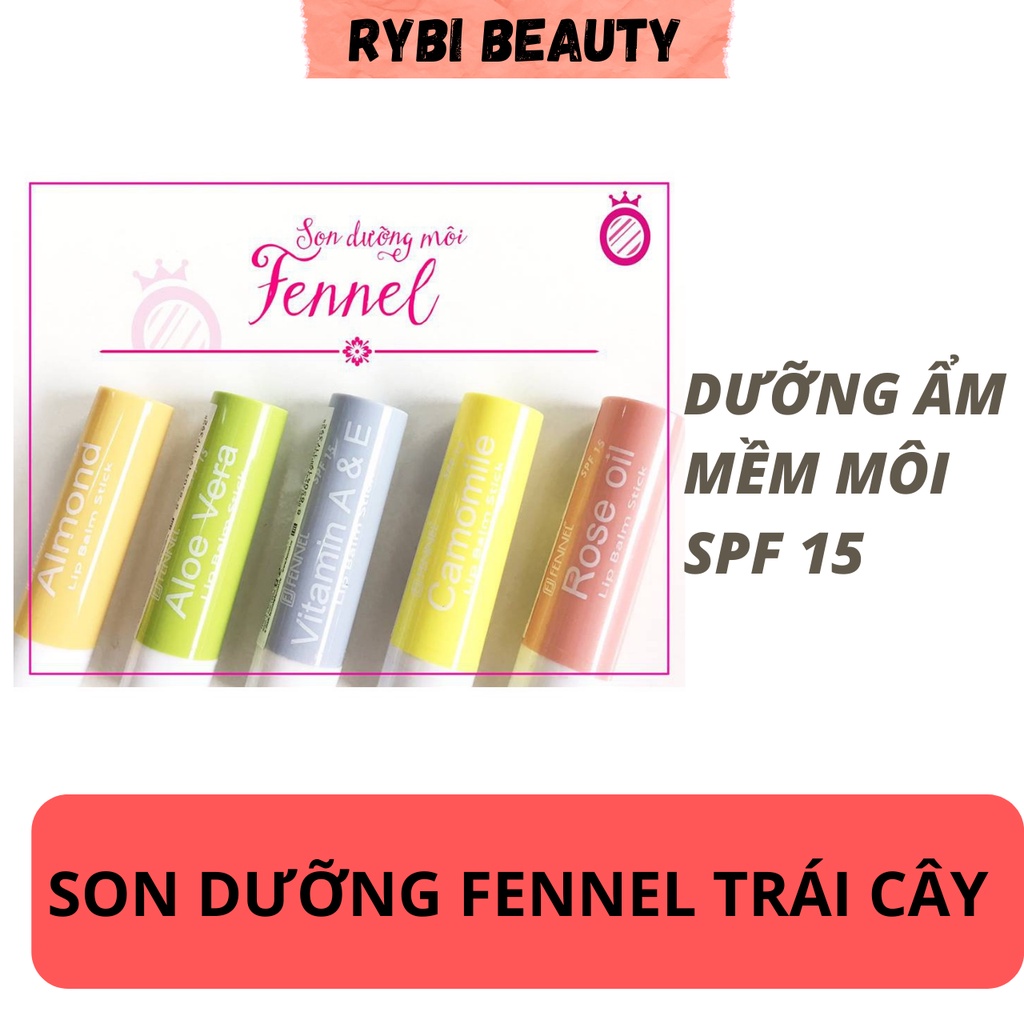 Son dưỡng Fennel trái cây dưỡng môi mềm mịn chống nắng SPF15