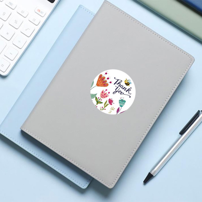 Cuộn 500 Nhãn Dán Tròn In Chữ Thank You Dùng Trang Trí Hộp Quà Tặng