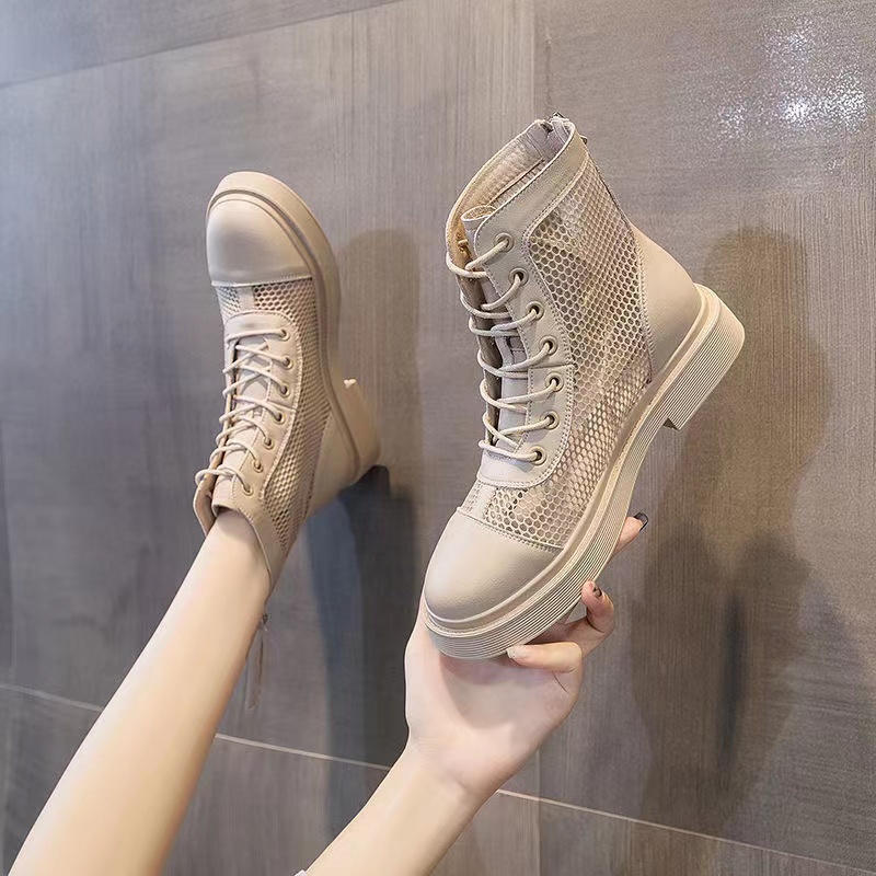 Giày boot Martin cổ ngắn đế lót nhung mềm mại chống trượt thời trang mùa đông cho nữ