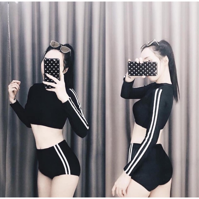BiKiNi 2 mảnh kiểu dáng thể thao học sinh tay dài