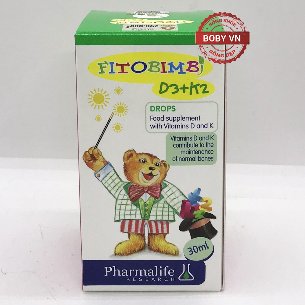 Fitobimbi D3+K2 Drops bổ sung vitamin d3 và k2 hỗ trợ hấp thu canxi cho trẻ em và người lớn
