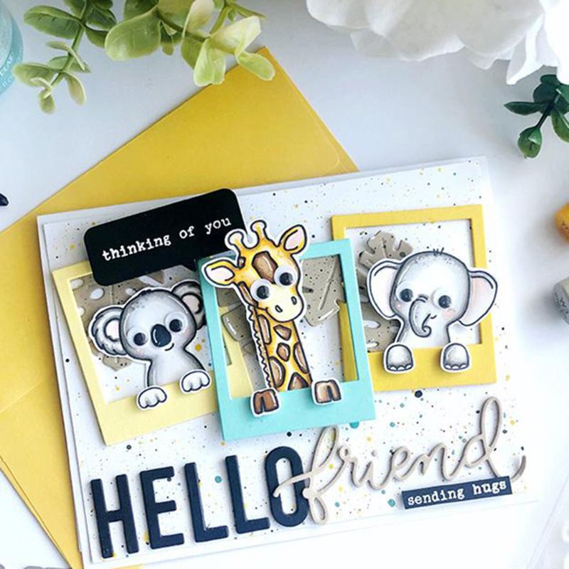 Khuôn Cắt Hình Hươu Cao Cổ Màu Trong Suốt Dùng Để Trang Trí Thiệp / Scrapbook