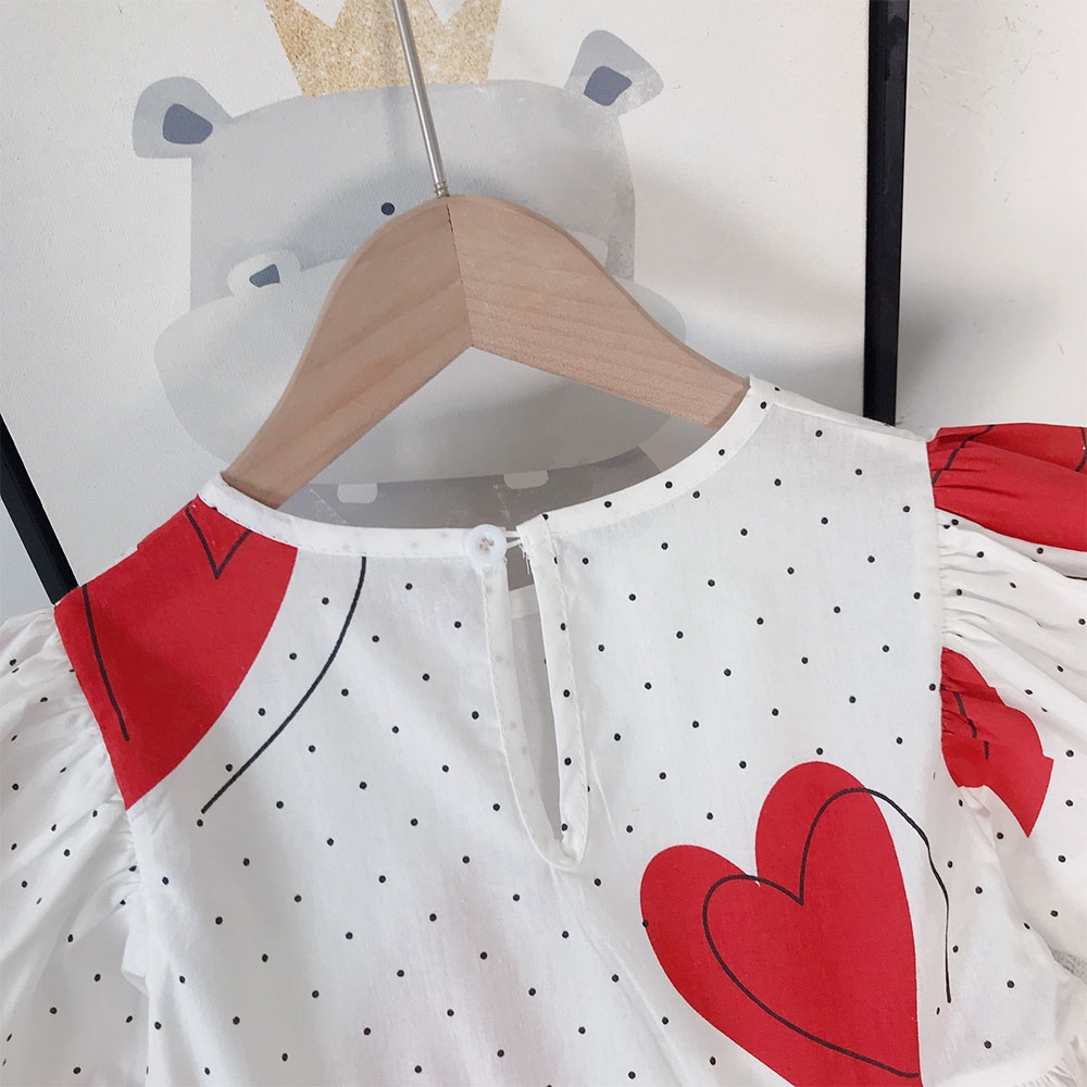Đầm công chúa BEAR LEADER tay phồng họa tiết chấm bi thời trang mùa hè cho bé gái 2-7 tuổi