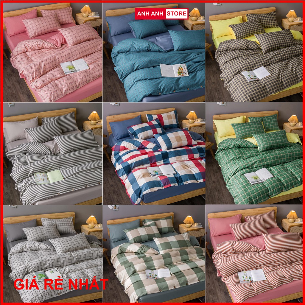 Bộ Vỏ Chăn Ga Gối CARO - Cotton dày dặn, màu sắc tươi sáng