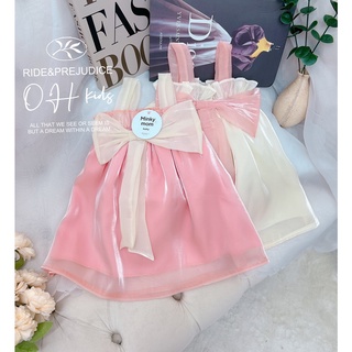 Váy tơ phối màu 2 dây bé gái