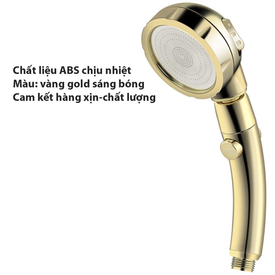 Vòi Sen Tăng áp Có Nút Khóa Nước 3 chế độ Phun, Xoay 360 độ Hàng Xịn - Vàng Gold SSA329