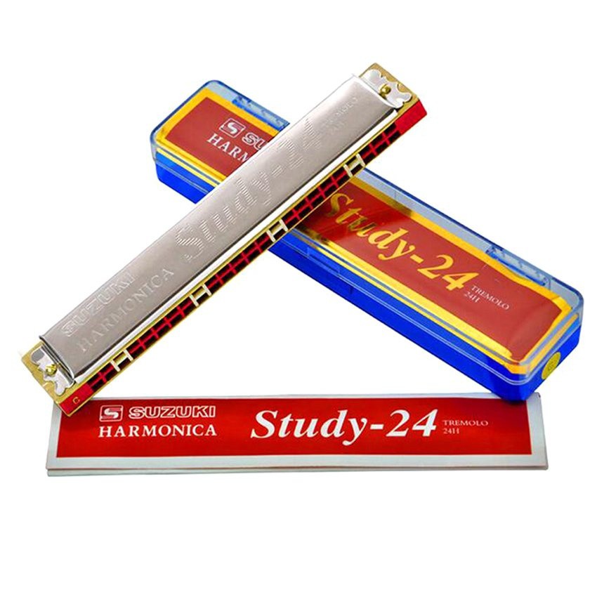 (FREE SHIP) Kèn harmonica tremolo Suzuki Study  key C (Bạc)