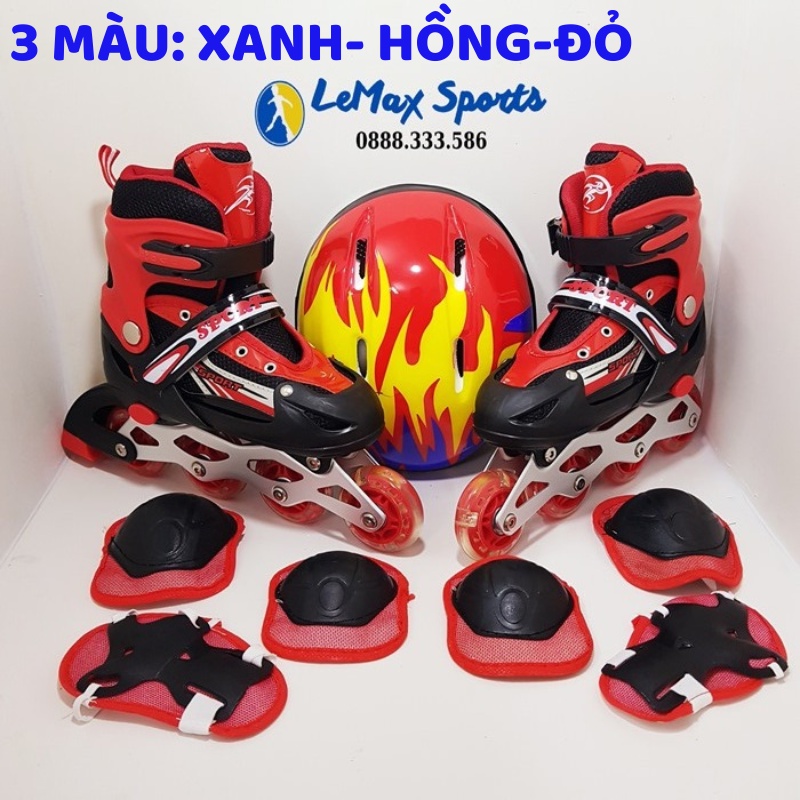 Giày Patin Phát Sáng, Giày Trượt Patin Trẻ Em Gía Rẻ Sport, Có Thể Điều Chỉnh Size Kèm Bảo Vệ Chân Tay Mũ