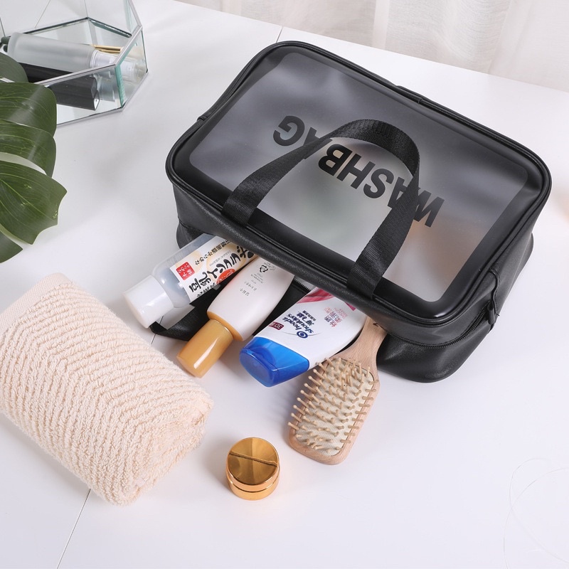 Set 3 túi đựng mỹ phẩm, đồ trang điểm du lịch trong suốt Washbag