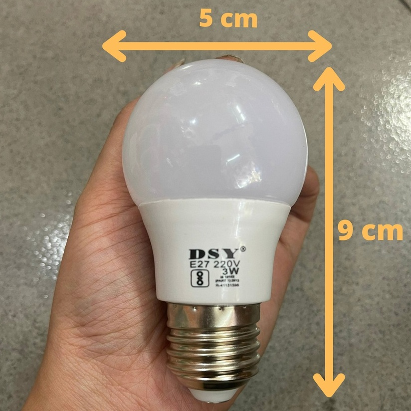 Bóng búp tròn nhựa 3W siêu sáng siêu bền kín nước dùng treo ngoài trời