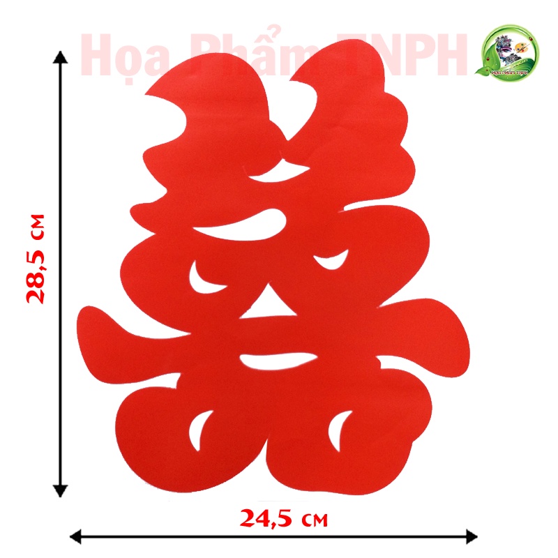 Chữ Song Hỷ Decal Đỏ Bóng Đẹp 24 x 28 cm Bóc Dán Tiện Lợi Nhanh Chóng Trang Trí Xe Hoa Cô Dâu Phòng Cưới Vu Quy Tân Hôn