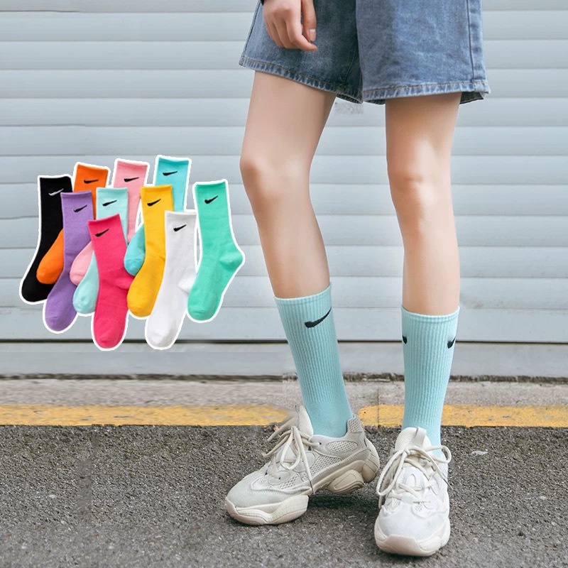 Vớ Thể Thao Cổ Cao Màu Sắc Kẹo Ngọt Phong Cách Hàn Quốc Dành Cho Cặp Đôi