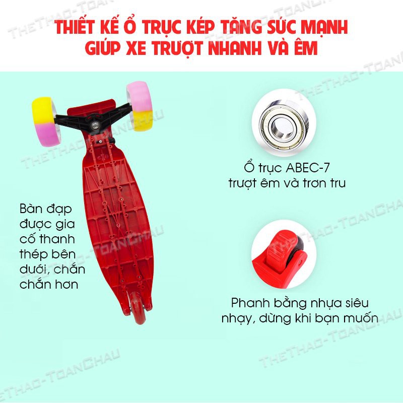 Xe Scooter 3 bánh [Nhập SHOPTC07 giảm 7%] Bánh xe có đèn _ Shop Toàn Châu