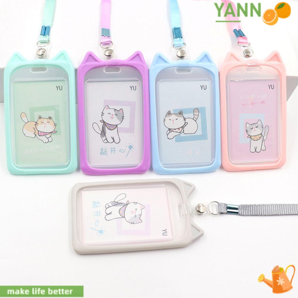 1 Vỏ Bảo Vệ Thẻ Tín Dụng Hình Mèo Hoạt Hình Có Dây Cuốn Thu Gọn Được