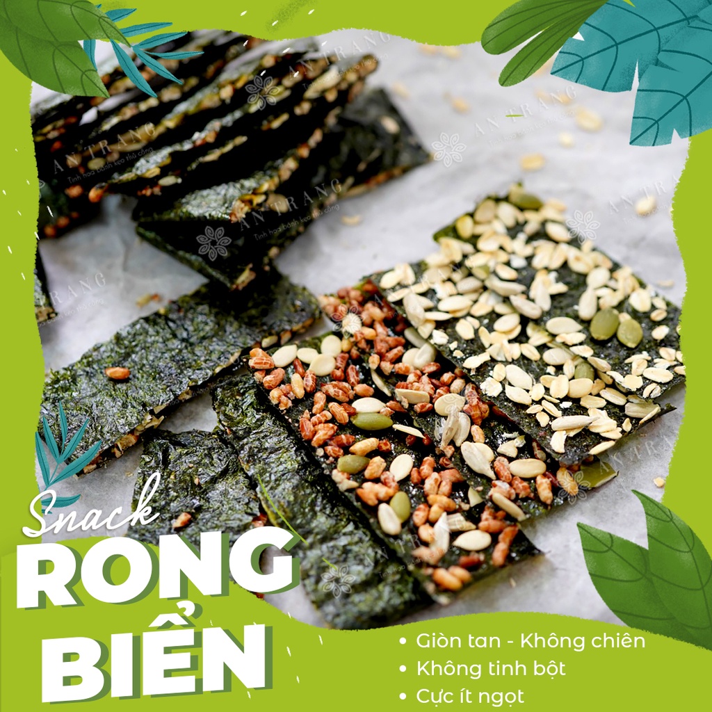 Snack Rong Biển giòn rụm không chiên dầu- Ăn thả ga! Bánh Ăn Kiêng eo thon giảm cân không lo béo, Cực Ít Ngọt