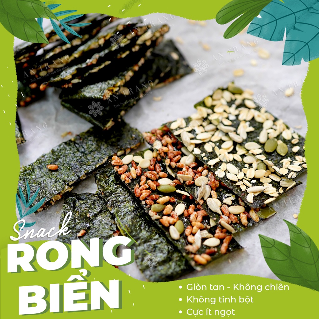 Ăn thả ga! Bánh Ăn Kiêng eo thon giảm cân không lo béo Cực Ít Ngọt] Snack Rong Biển giòn rụm không chiên dầu