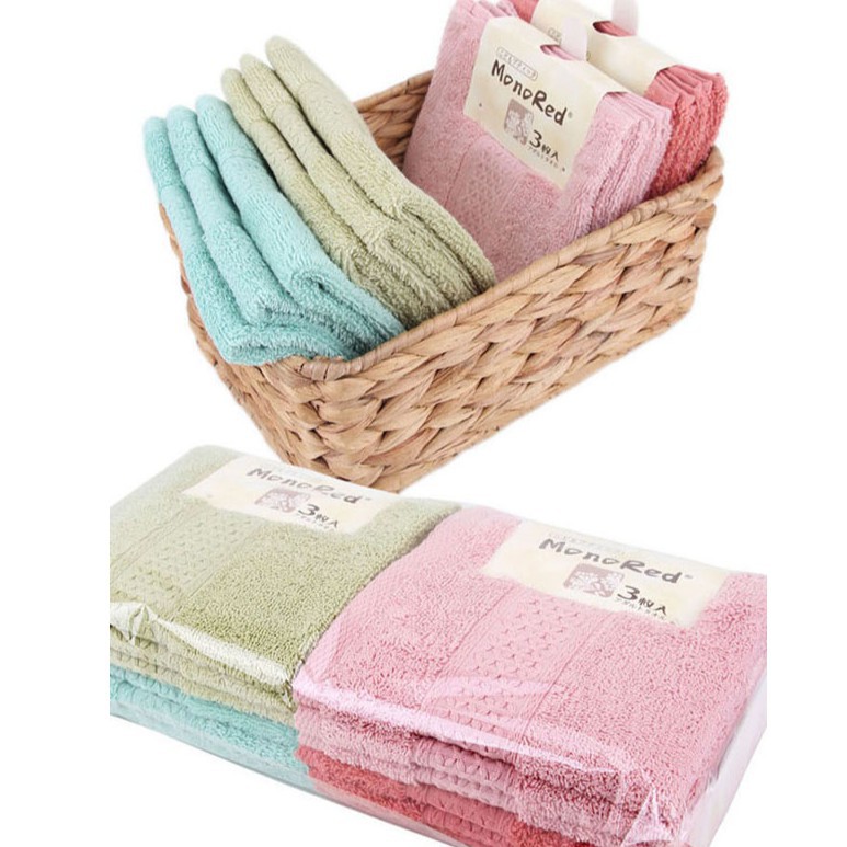 [Khăn mặt cao cao cấp] Set 3 Khăn mặt cotton siêu thấm Muji Monored xuất Nhật 34x34cm