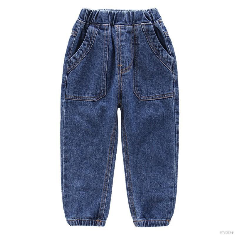 ruiaike  Boy Baby Fashion Long Pants Loose Straight Denim Pants Elastic Waist Jeans Trousers With Pocket