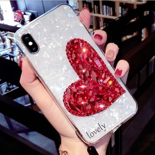 Ốp Lưng Thạch Anh Đính Đá Trái Tim iPhone 7Plus, 8Plus