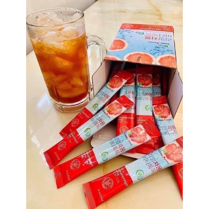 Trà Bưởi Giảm Cân Sanga Real Grapefruit Vita Tok Tok 30 Gói Hàn Quốc Chính Hãng - Bưởi Đỏ Đẹp Da Giữ Dáng
