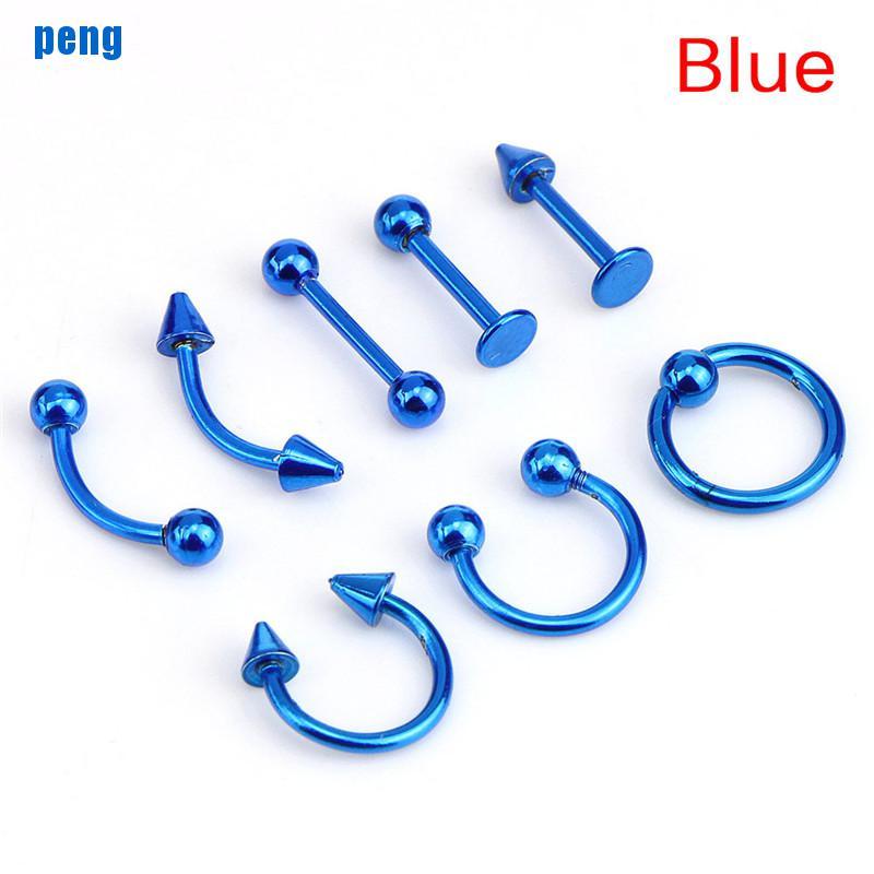 Vn (Hàng Mới Về) Set 8 Khuyên Tai / Mũi / Môi Bằng Thép Không Gỉ