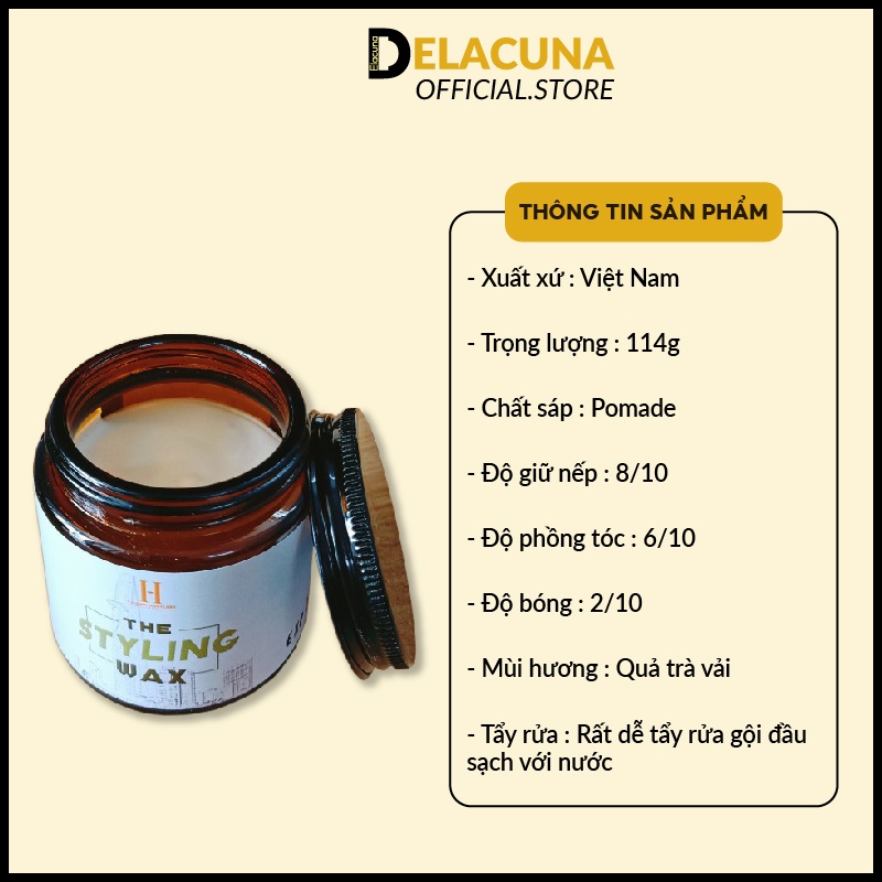 Sáp vuốt tóc Styling wax nam giới cao cấp Saigon Hustlers Delacuna SW01