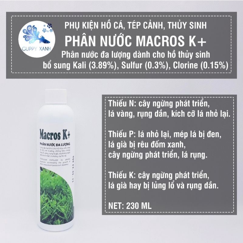 Phân nước cung cấp Kali Macros K+ 230mL