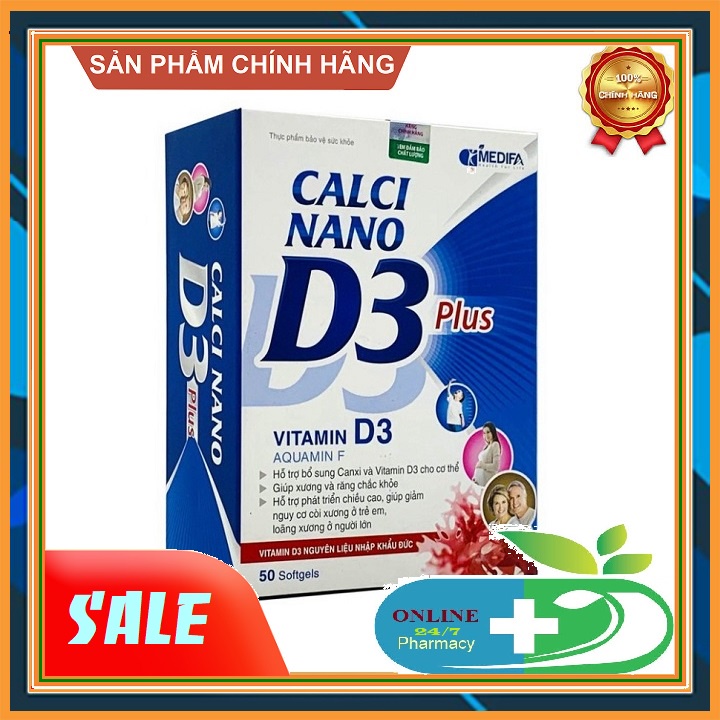 Viên uống canxi cho người lớn Calci nano D3 Plus viên bổ sung canxi nano d3 mk7 phát triển chiều cao chống loãng xương