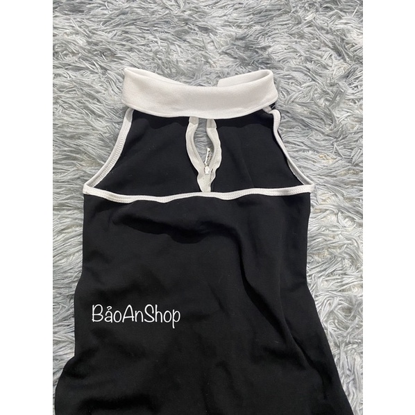 Đầm ba lỗ nữ ôm body kiểu cổ bẻ phối dây kéo khoá trụ chất vải thun Borip 4 chiều FreeSize (Bảo An Shop) | BigBuy360 - bigbuy360.vn