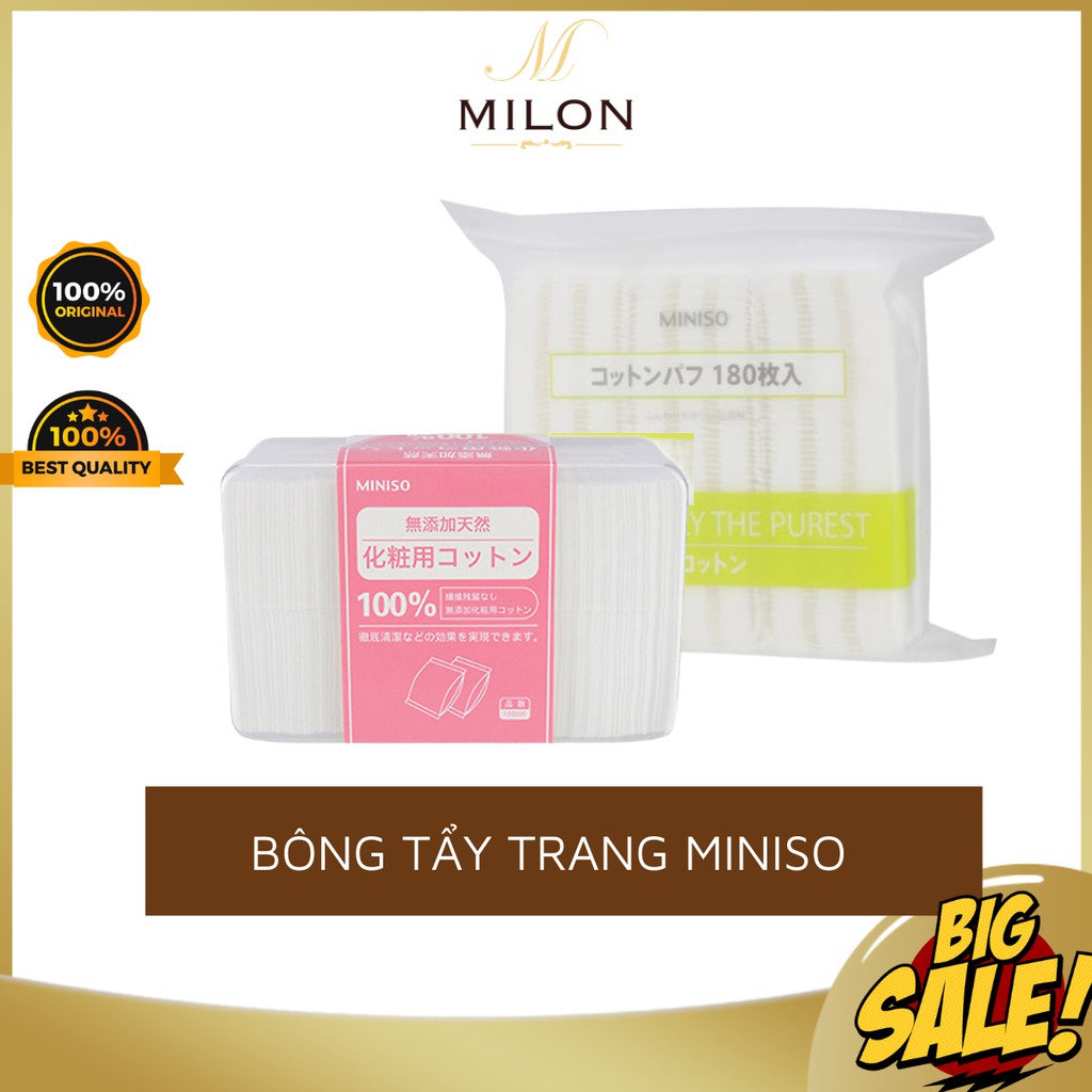 [Cam kết chính hãng] Bông tẩy trang Miniso Nhật bản 100% cotton mềm mịn, dai, thấm hút tốt