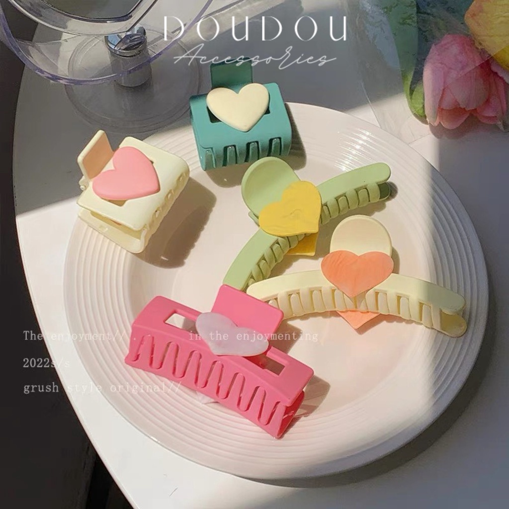 Phụ kiện tóc Doudou Cặp tóc nữ Kẹp càng cua nơ tone màu ngọt ngào Hot trend phong cách Hàn Quốc thời trang ZJ039