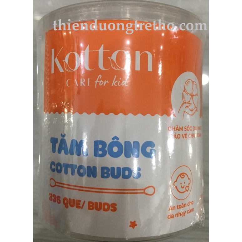 [MẪU MỚI CỦA MERIGO]Tăm Bông Trẻ Em Kotton Care For Kid Hộp Tròn 336 Que (bông Bạch Tuyết)