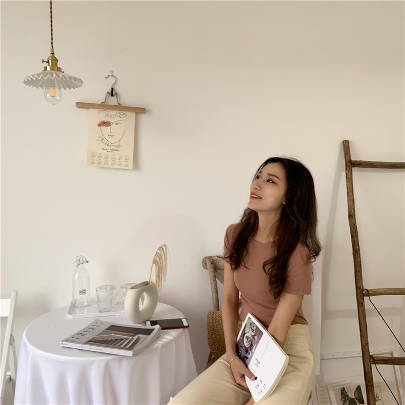 Áo thun nữ trơn cổ tròn HABO AT12 | BigBuy360 - bigbuy360.vn