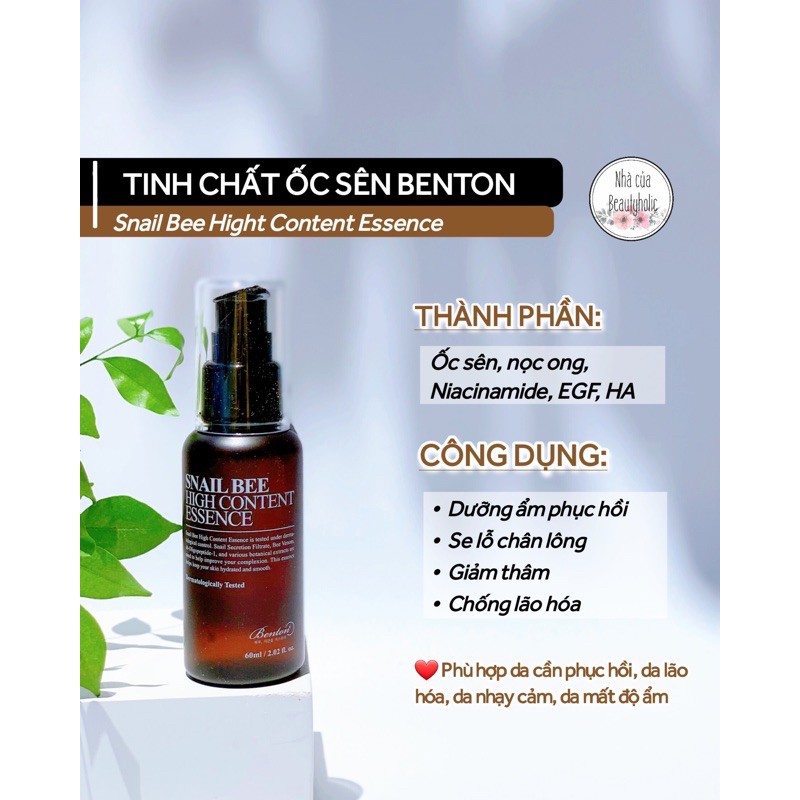 Tinh chất ốc sên Benton Snail Bee Hight Content Essence