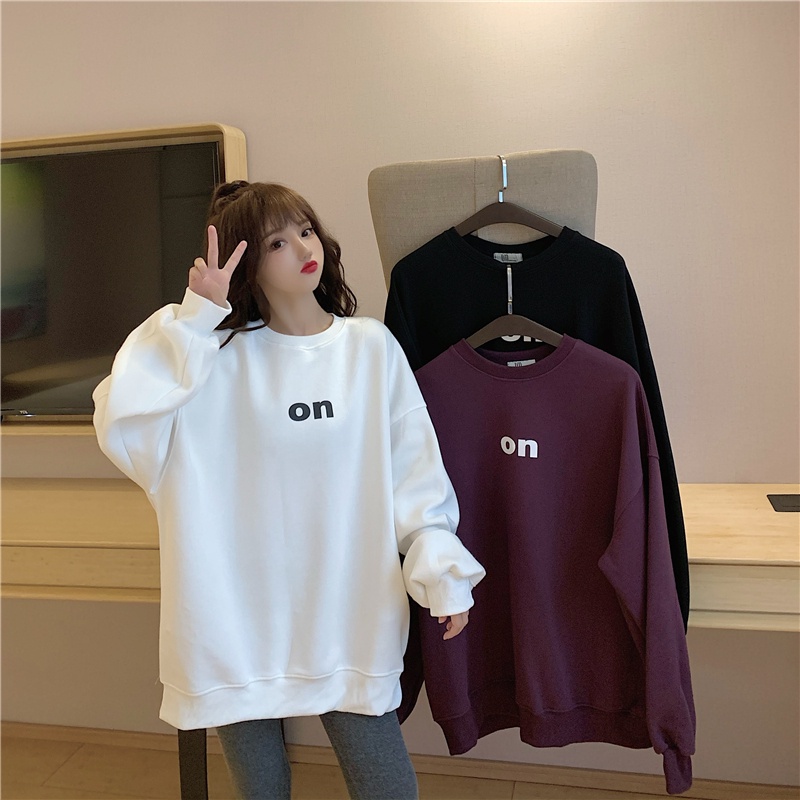 Áo sweatshirt dáng rộng in họa tiết phong cách mùa xuân thu kiểu Hàn Quốc trẻ trung