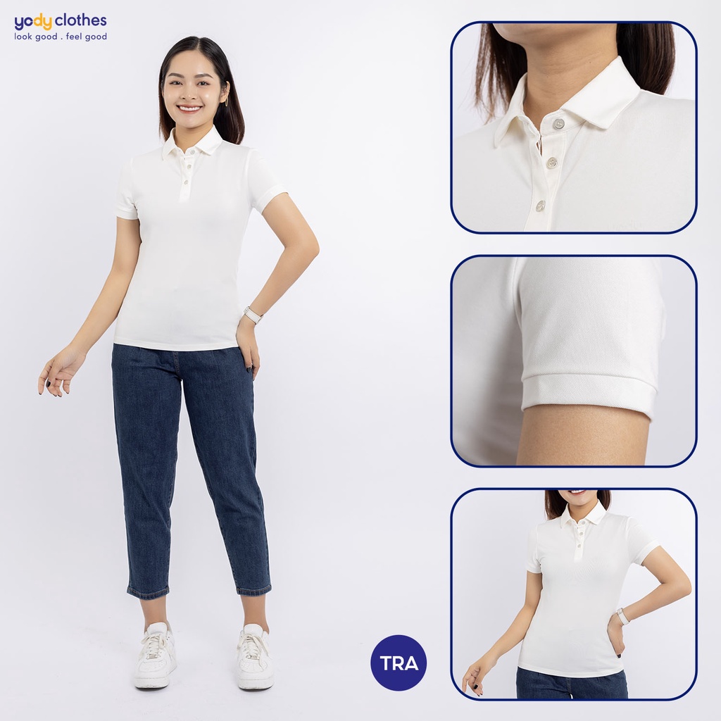 Áo phông polo nữ YODY cổ bẻ vải mắt chim cao cấp thấm hút tốt APN5434