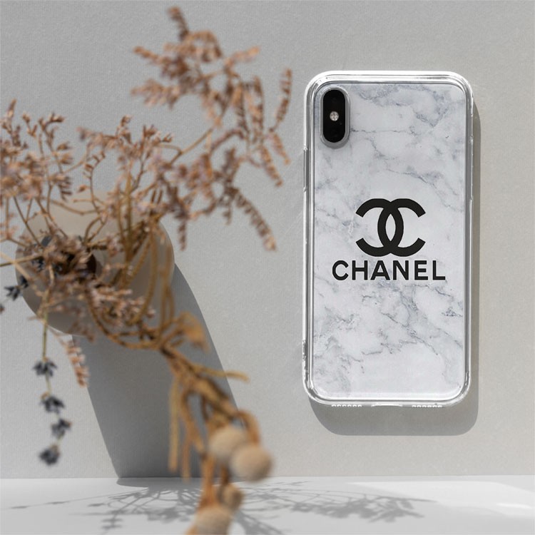 Ốp lưng logo Chanel đen trên nền giả đá trắng cho Iphone 5 6 7 8 Plus 11 12 Pro Max X Xr SUPPOD00050