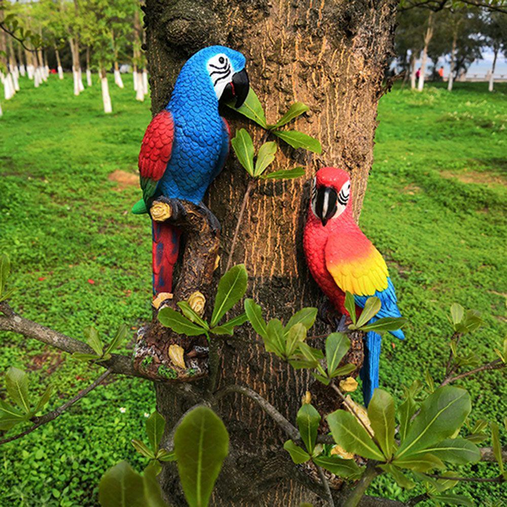 WTTLE Tượng Vẹt Giả Bằng Nhựa Resin Trang Trí Tiểu Cảnh