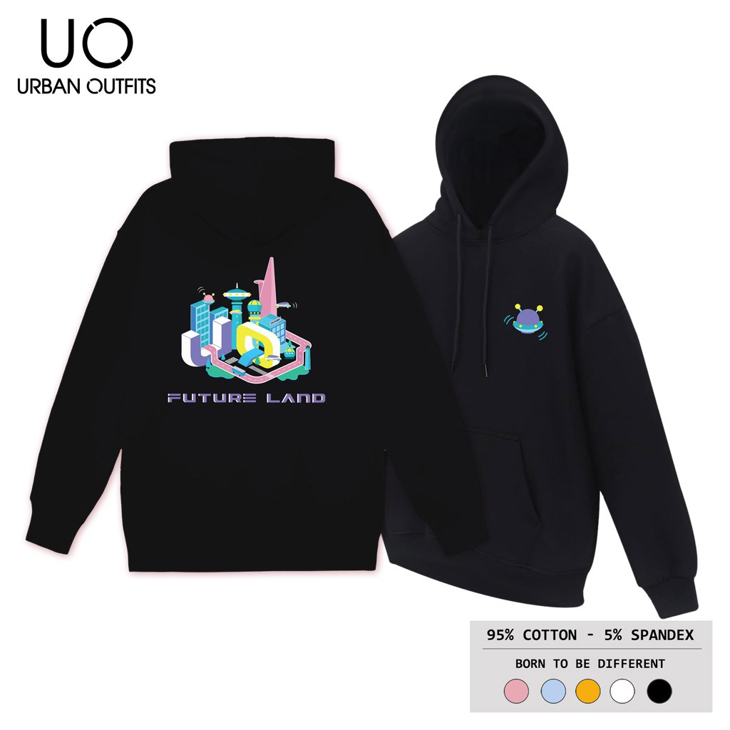 Áo Hoodie Nam Nữ Form Rộng URBAN OUTFITS In Future Land HOO01 Chui Đầu Thun Cotton Nỉ