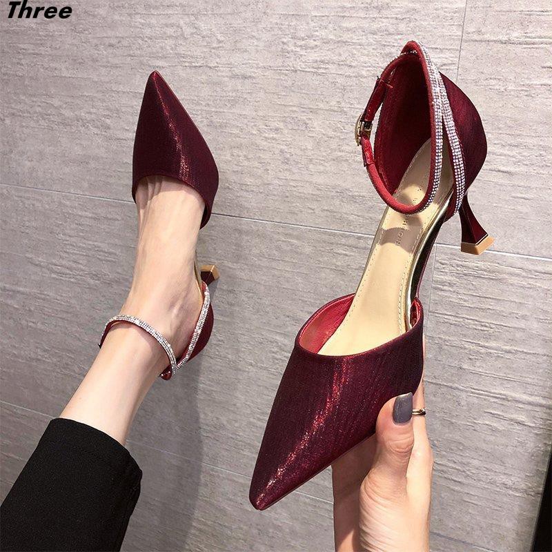 Women's shoes, sandals fashion black one word buckle fashion high heels women's shoes stiletto single shoes