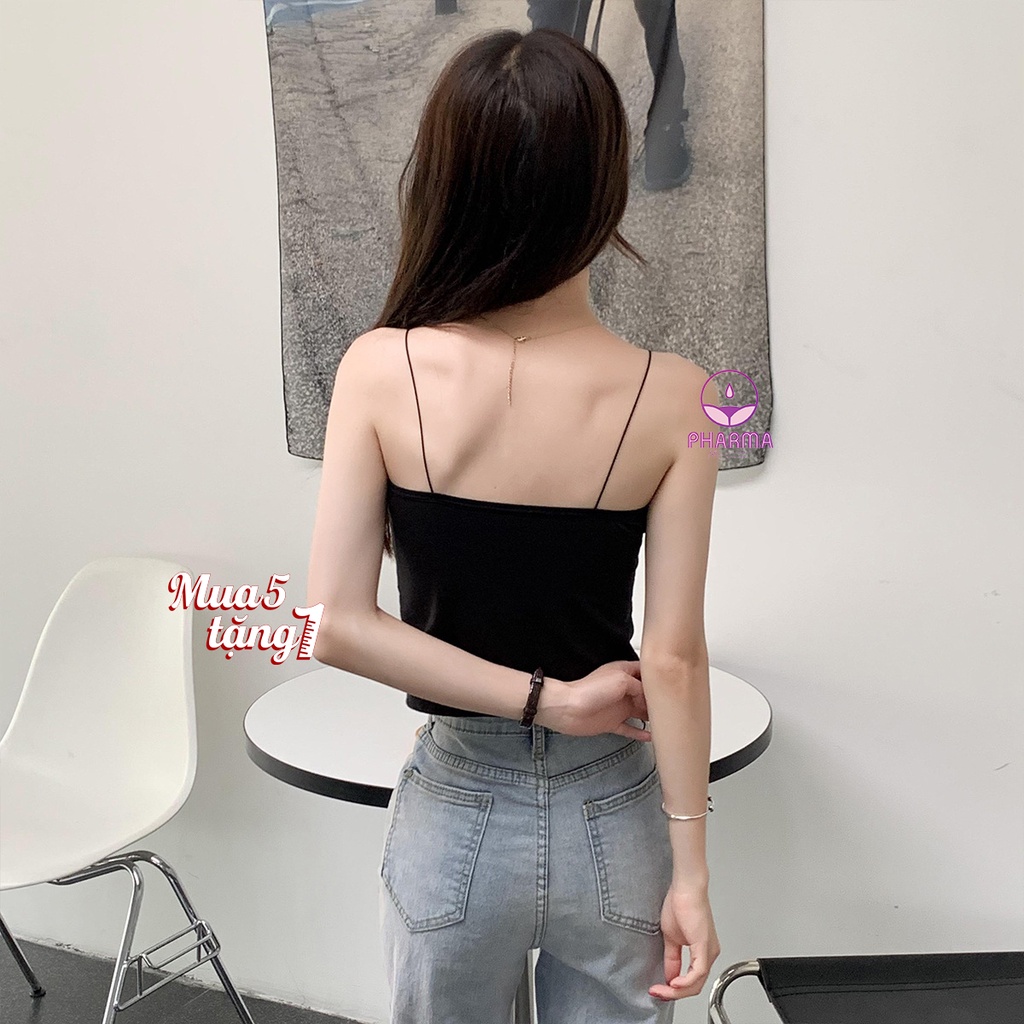 [Mã 154FASHIONSALE giảm 12% đơn 99K] Áo 2 Dây Cotton Croptop Cọng Bún Đệm Nâng Ngực Dáng Ôm Thoáng Mát