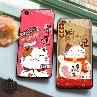 Ốp lưng kính cường lực Oppo A83 mèo thần tài