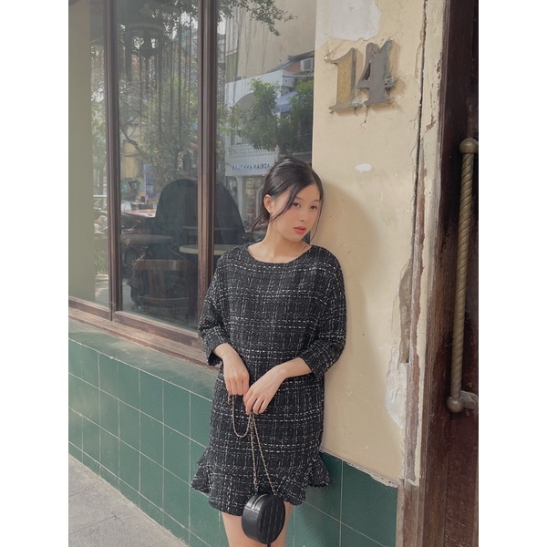 Váy dạ tweet dáng suông đuôi peplum TKV71 LOLLIE STUDIO